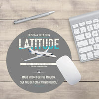 Thumbnail for Cessna Citation Latitude design on gray round mouse pad