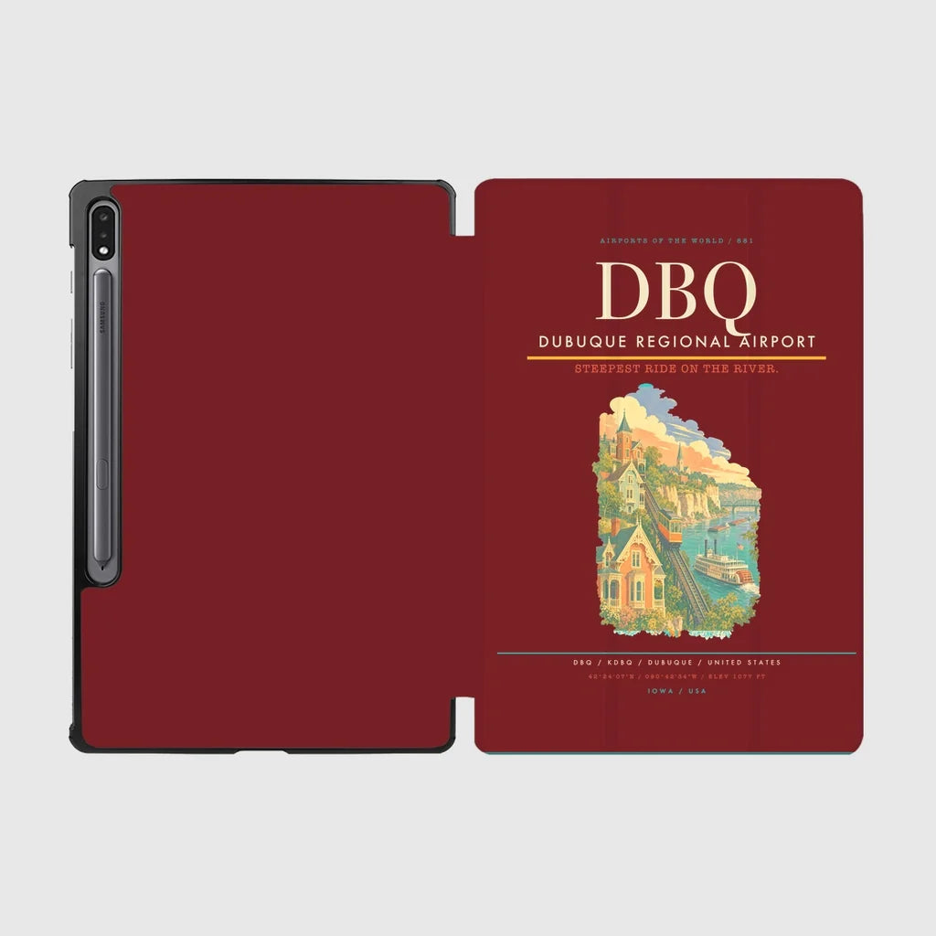 Dubuque Regional Airport (DBQ) design on dark red samsung tablet tablet case