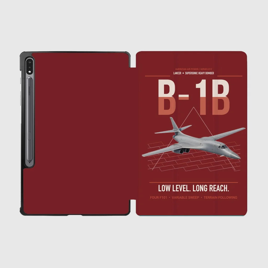 B-1B Lancer design on dark red samsung tablet tablet case