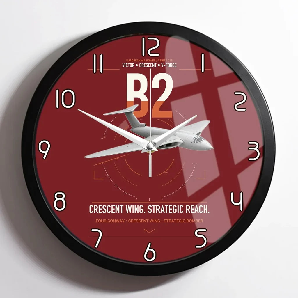 Handley Page Victor B2 design on dark red framed wall clock