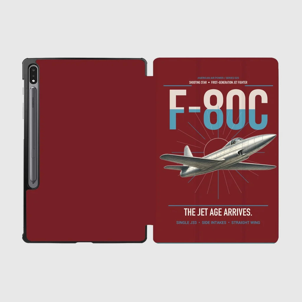 F-80C Shooting Star design on dark red samsung tablet tablet case