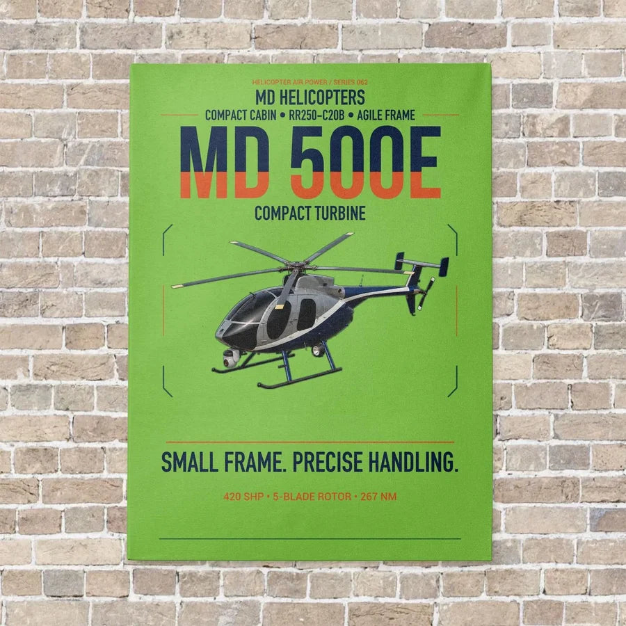 MD Helicopters MD 500E vertical canvas print - no frame - light green background