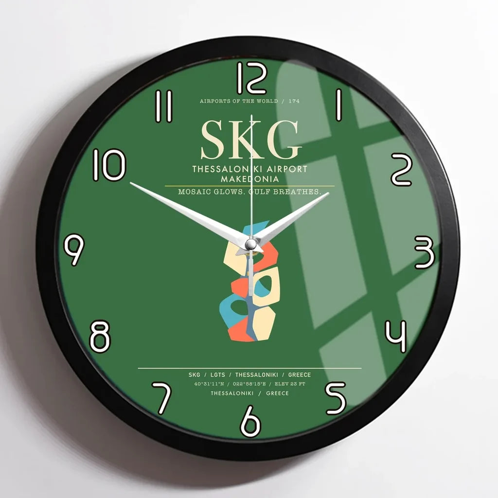 Thessaloniki Airport Makedonia SKG Wall-Clock Framed - Green