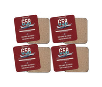 Thumbnail for Beechcraft Baron G58 design on dark red 4 pieces set coaster