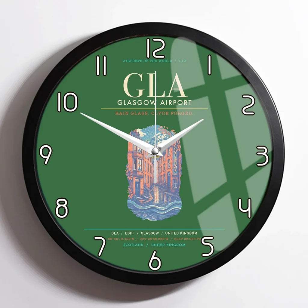 Glasgow Airport GLA Wall-Clock Framed - Green
