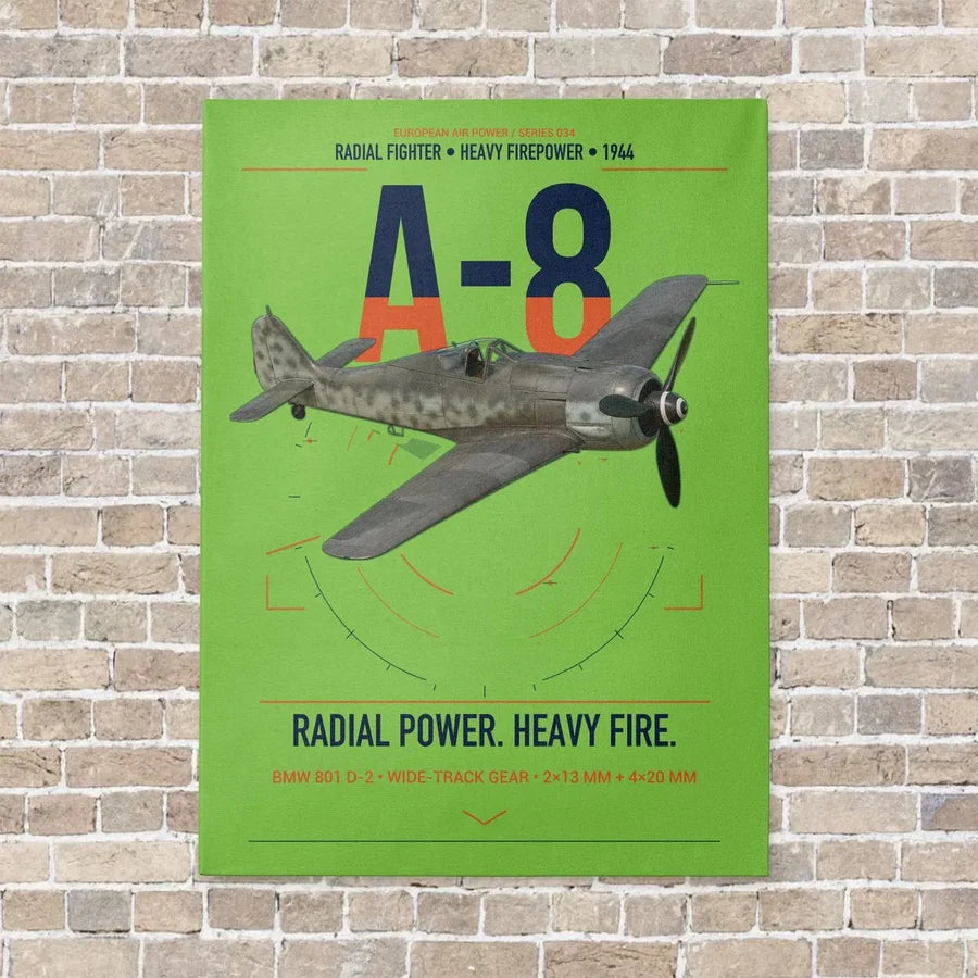 Focke-Wulf Fw 190A-8 vertical canvas print - no frame - light green background