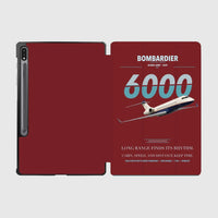 Thumbnail for Bombardier Global 6000 design on dark red samsung tablet tablet case