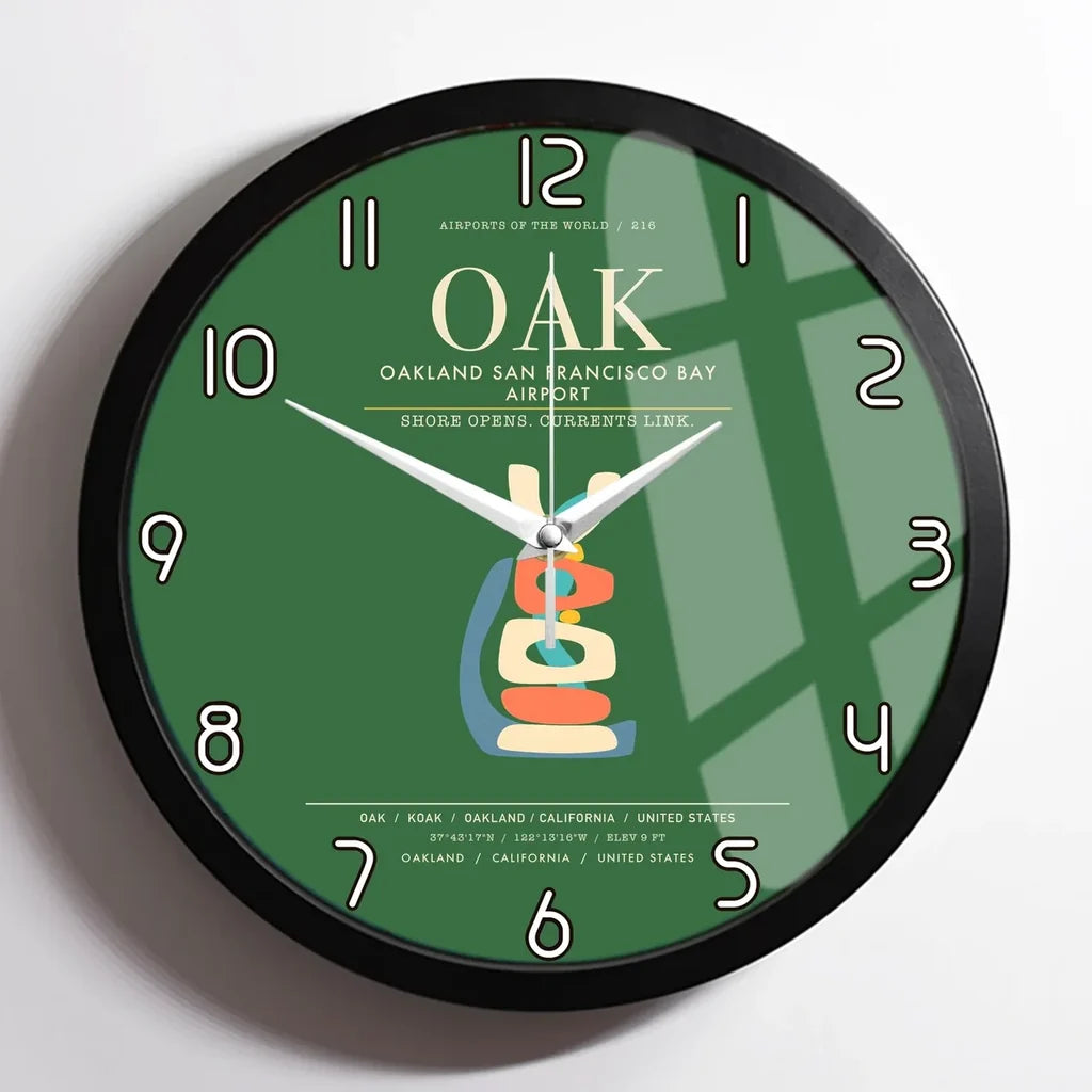 Oakland San Francisco Bay Airport OAK Wall-Clock Framed - Green