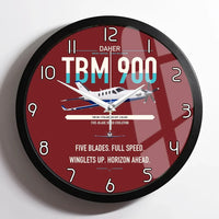 Thumbnail for Daher TBM 900 design on dark red framed wall clock