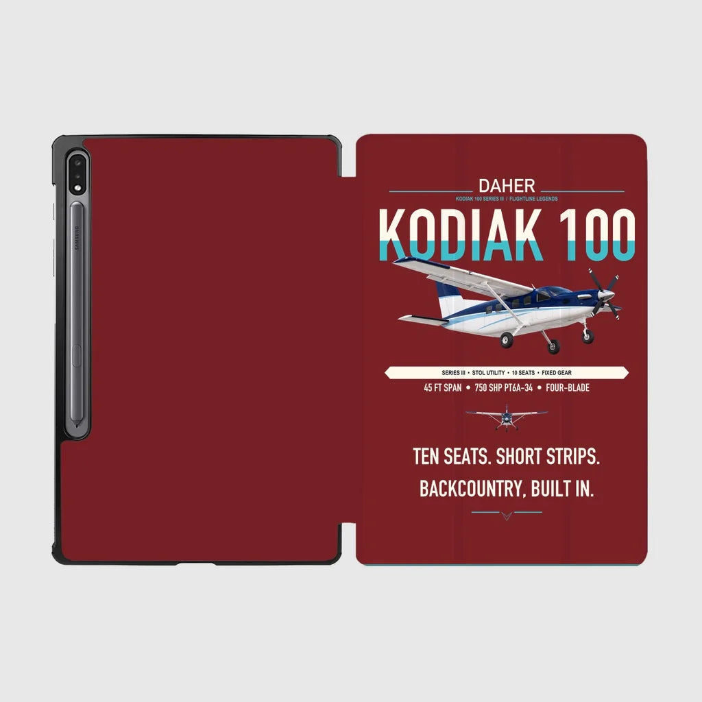 Daher Kodiak 100 Series III design on dark red samsung tablet tablet case