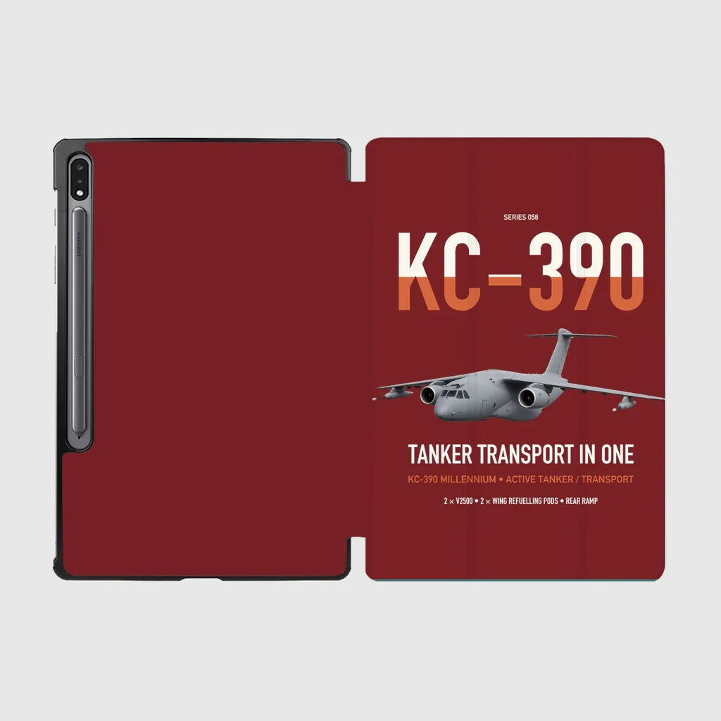 Embraer KC-390 Millennium design on dark red samsung tablet tablet case