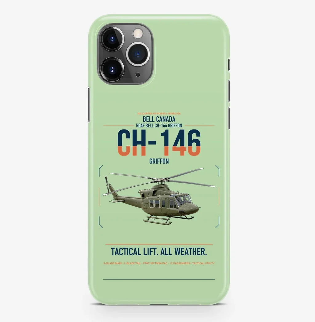 Bell Canada CH-146 Griffon design on light green magsafe iphone case, for iPhone Pro Max