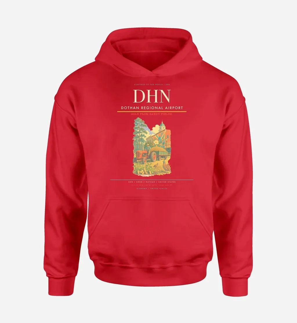 Dothan Regional Airport (DHN) design on red hoodie single-side print