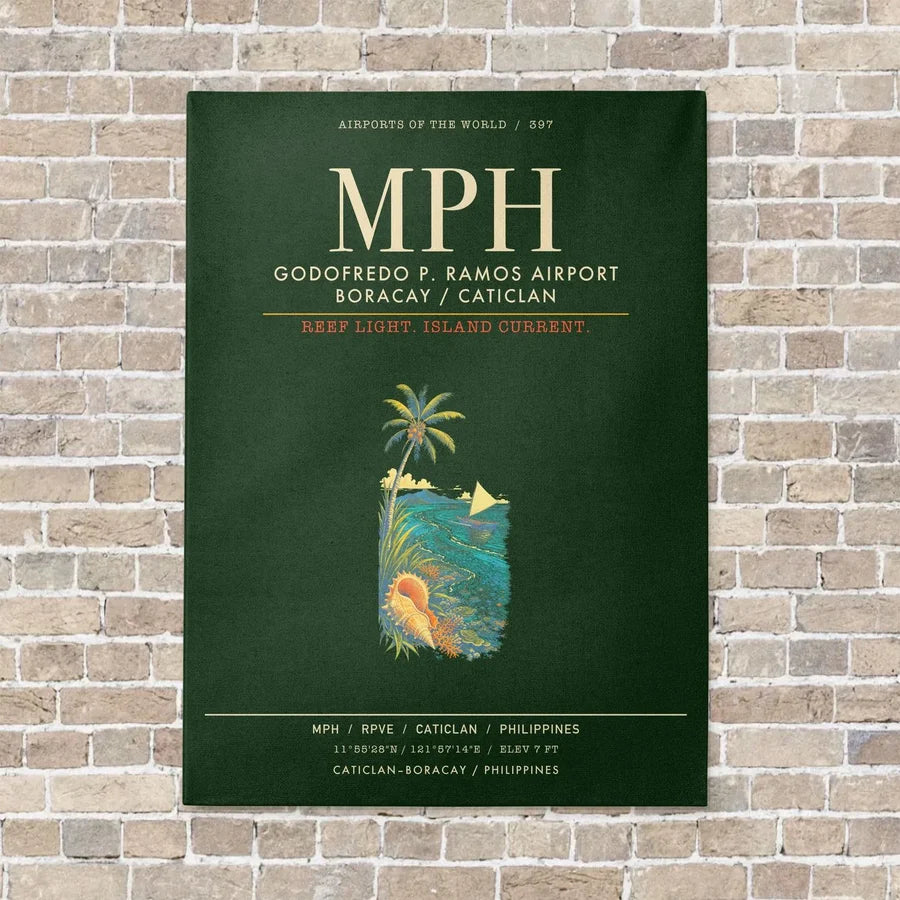 Godofredo P Ramos Airport Boracay Caticlan MPH - Canvas Framed - Dark Green