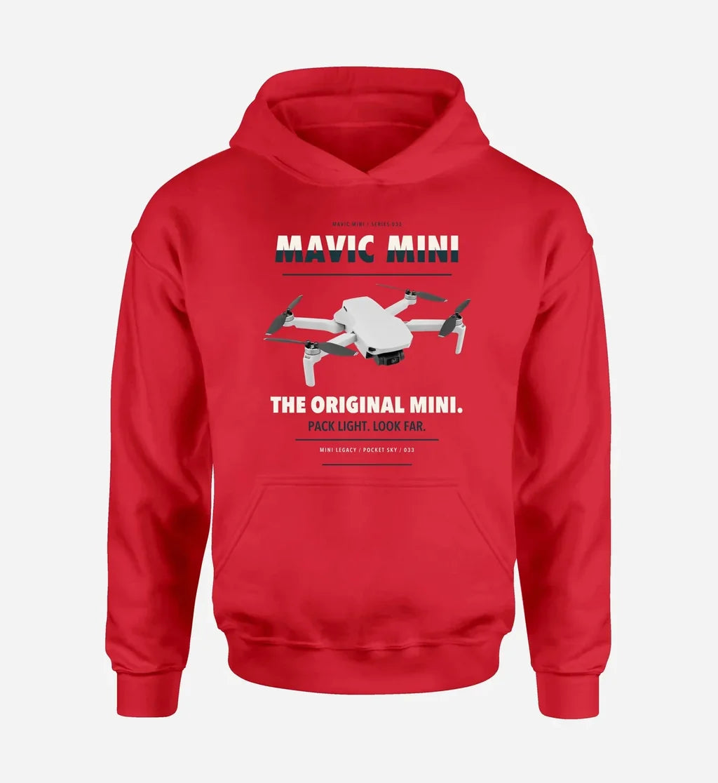 DJI Mavic Mini design on red hoodie single side