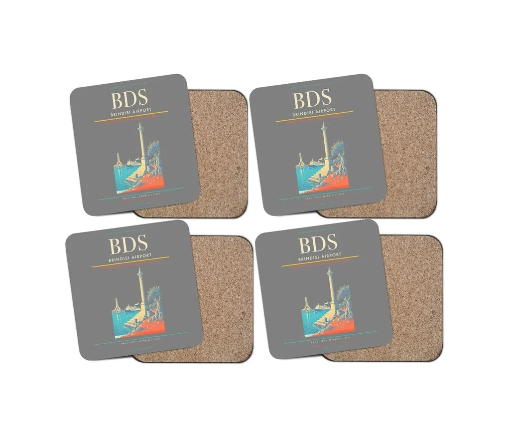 Brindisi Airport BDS Coaster 4-Pieces-Set - Gray