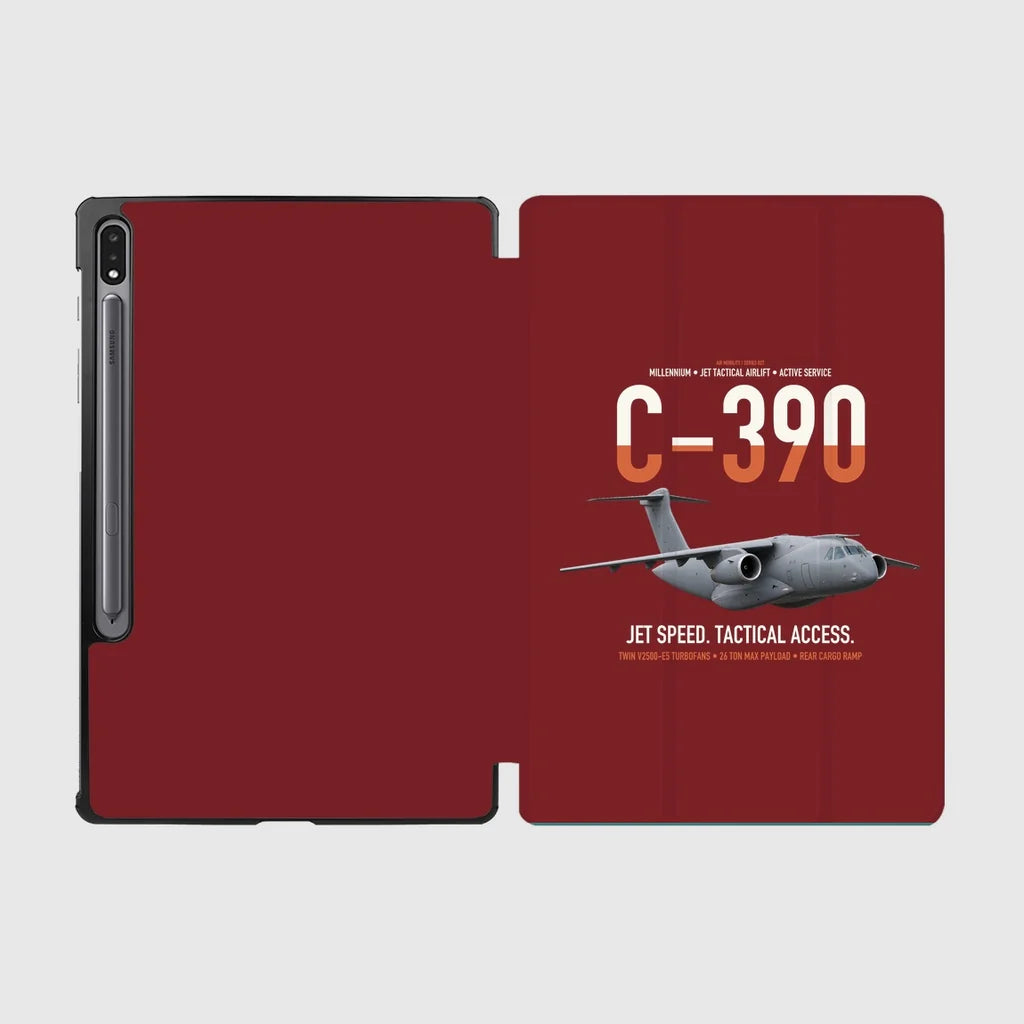 C-390 Millennium design on dark red samsung tablet tablet case