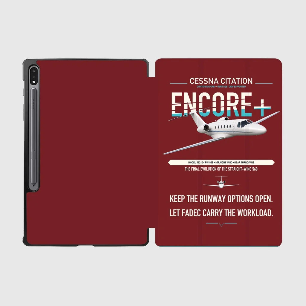 Cessna Citation Encore+ design on dark red samsung tablet tablet case