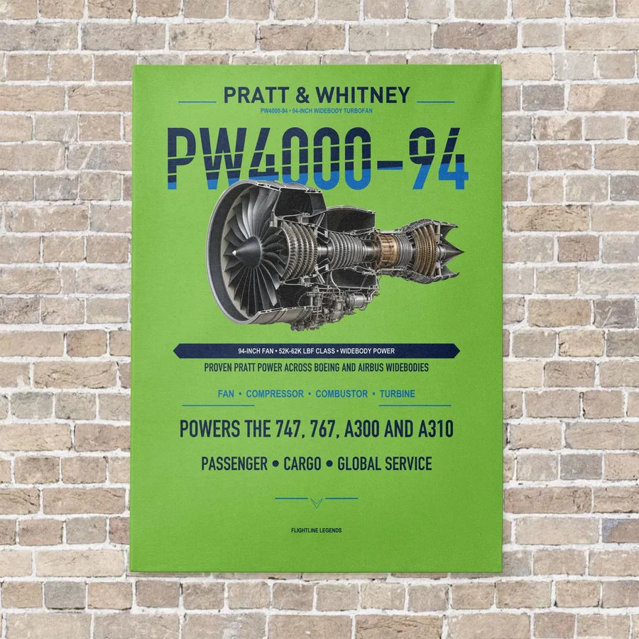 PW4000-94 vertical canvas print - no frame - light green background