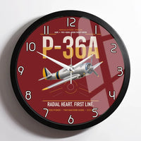 Thumbnail for P-36A Hawk design on dark red framed wall clock