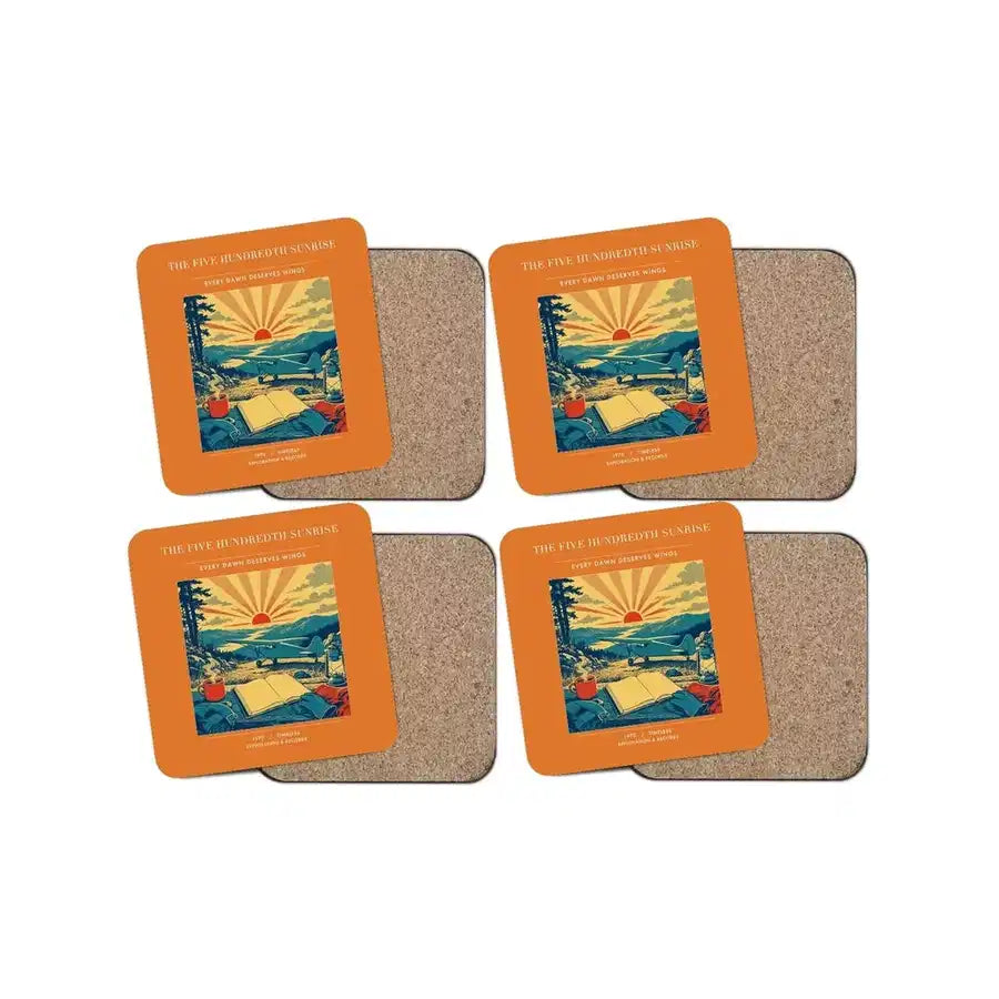 The Five Hundredth Sunrise - Designed Coasters design on orange 4-pieces-set