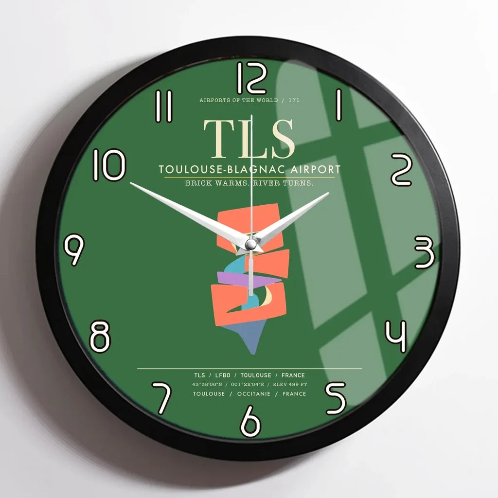 Toulouse-Blagnac Airport TLS Wall-Clock Framed - Green