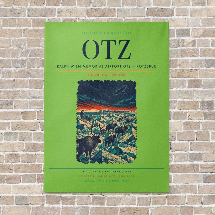 Ralph Wien Memorial Airport OTZ — Kotzebue vertical canvas print - no frame - light green background