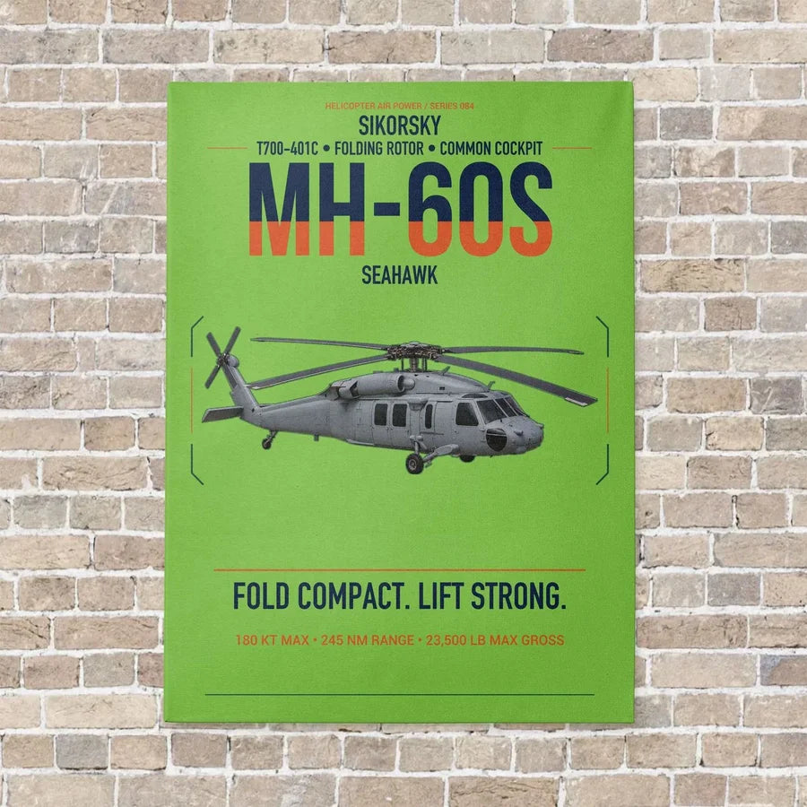 Sikorsky MH-60S Seahawk vertical canvas print - no frame - light green background