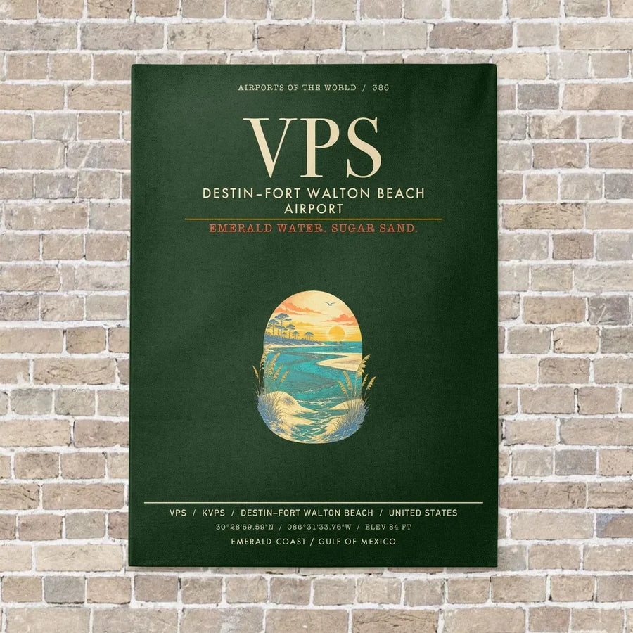Destin Fort Walton Beach Airport VPS - Canvas Framed - Dark Green