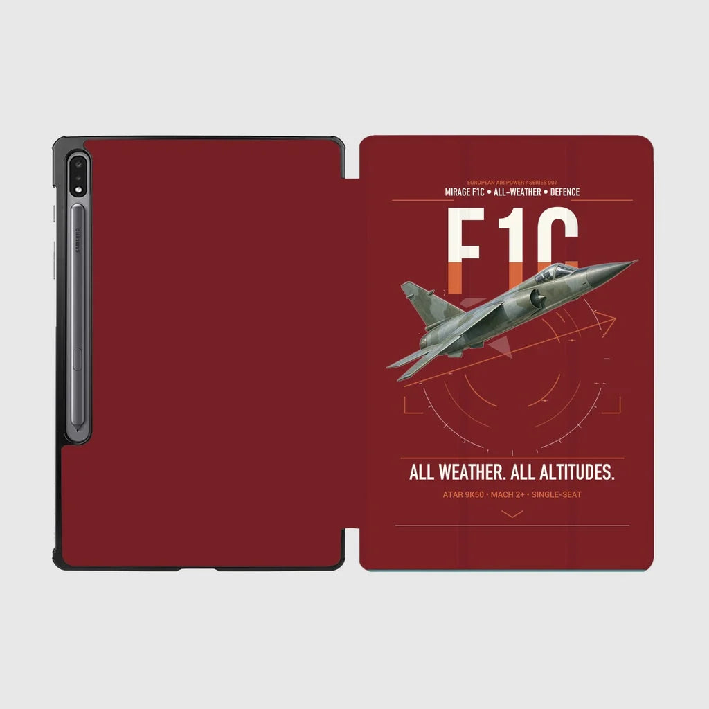 Dassault Mirage F1C design on dark red samsung tablet tablet case