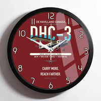 Thumbnail for DHC-3 Otter design on dark red framed wall clock