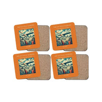 Thumbnail for The Hay Bale Markers - Designed Coasters design on orange 4-pieces-set