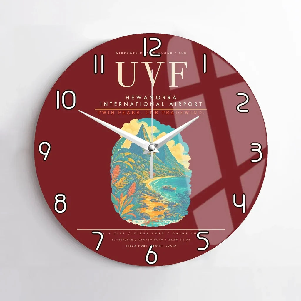 Hewanorra International Airport UVF Wall-Clock No-Frame - Dark Red