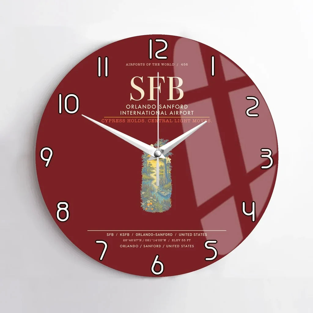 Orlando Sanford International Airport SFB Wall-Clock No-Frame - Dark Red