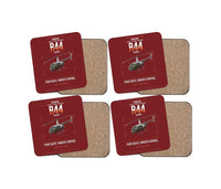 Thumbnail for Robinson R44 Raven II design on dark red 4 pieces set coaster