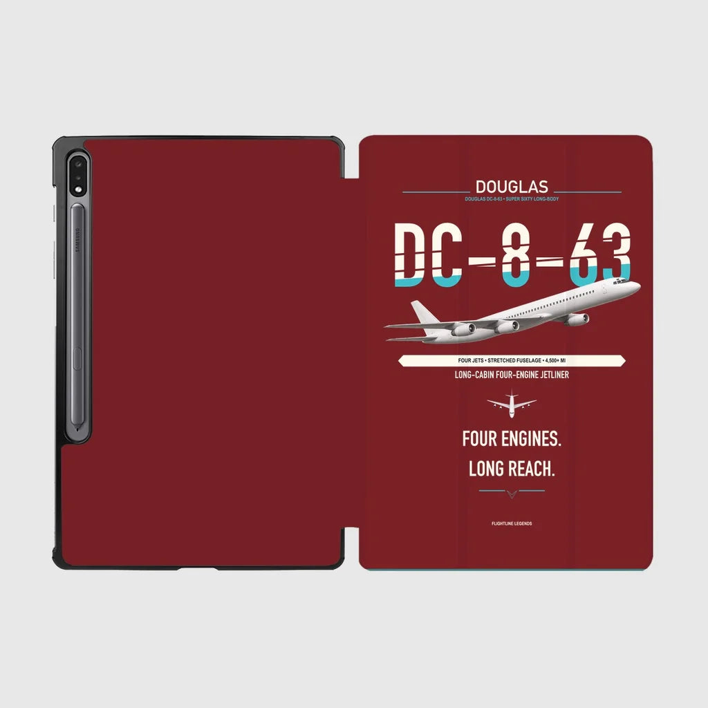 Douglas DC-8-63 design on dark red samsung tablet tablet case