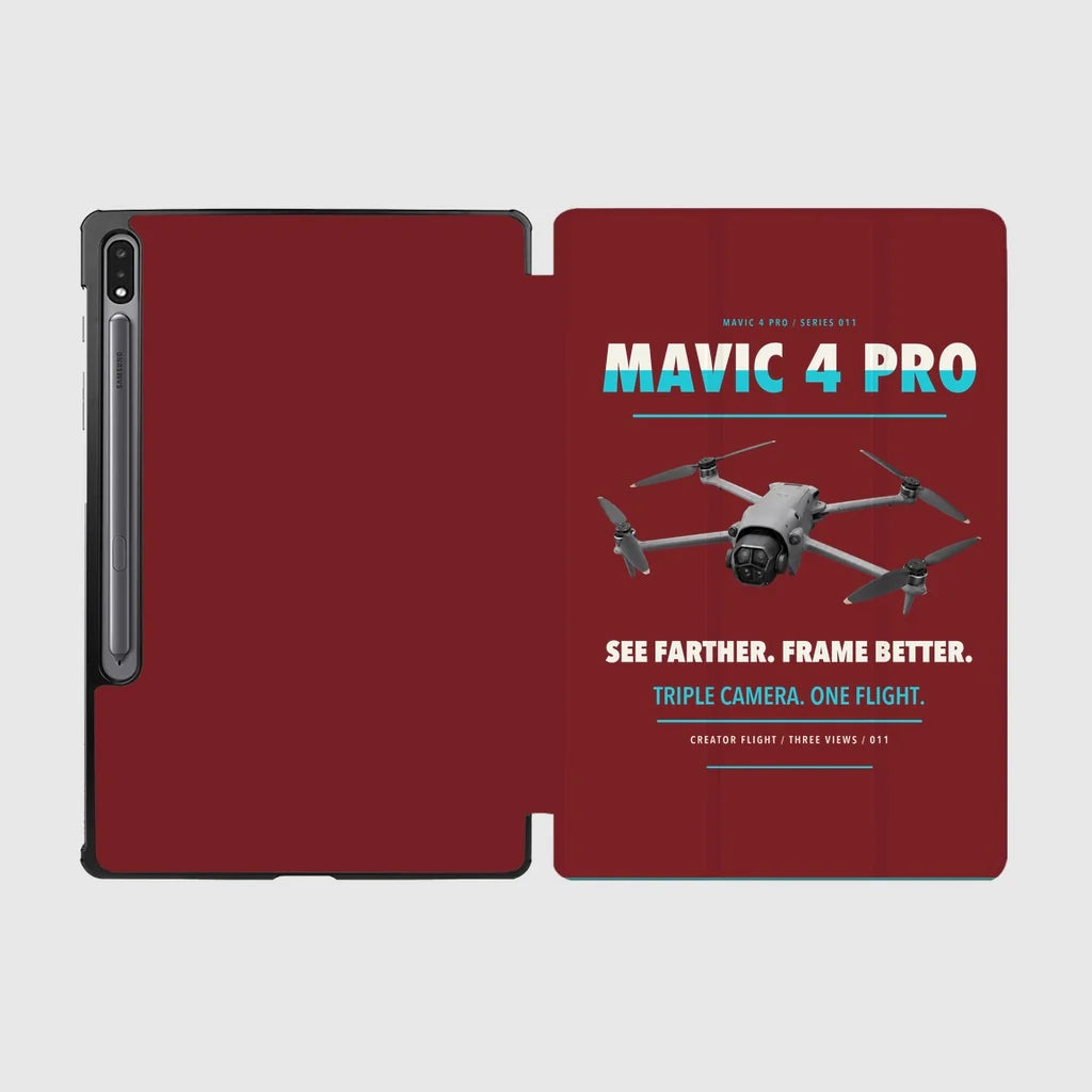 DJI Mavic 4 Pro design on dark red samsung tablet tablet case