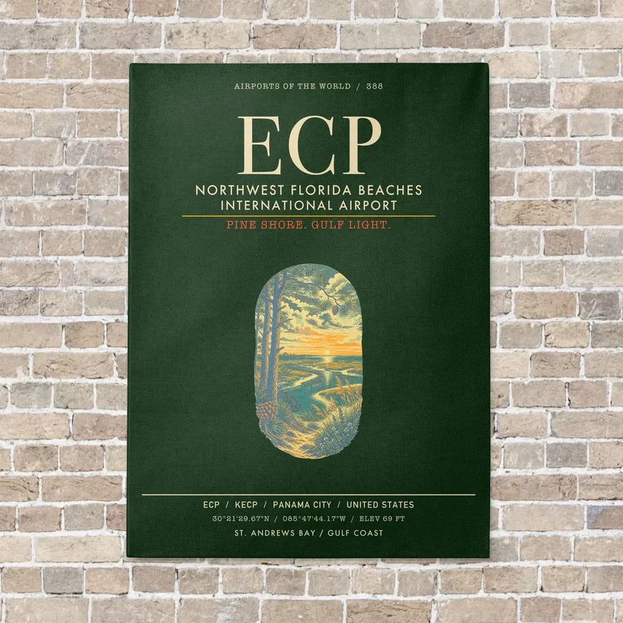 Northwest Florida Beaches International Airport ECP - Canvas Framed - Dark Green