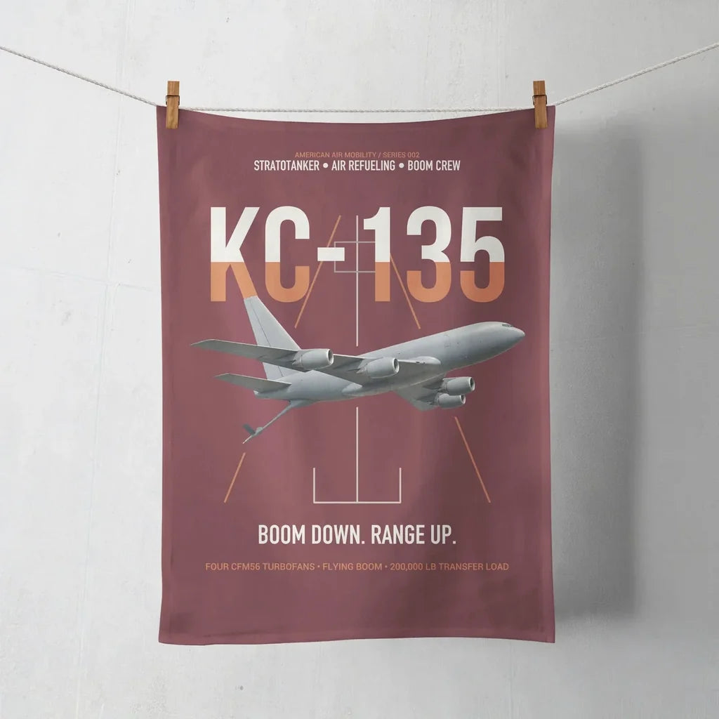 KC-135 STRATOTANKER design on dark red towel