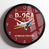 Thumbnail for Boeing P-26A Peashooter design on dark red framed wall clock