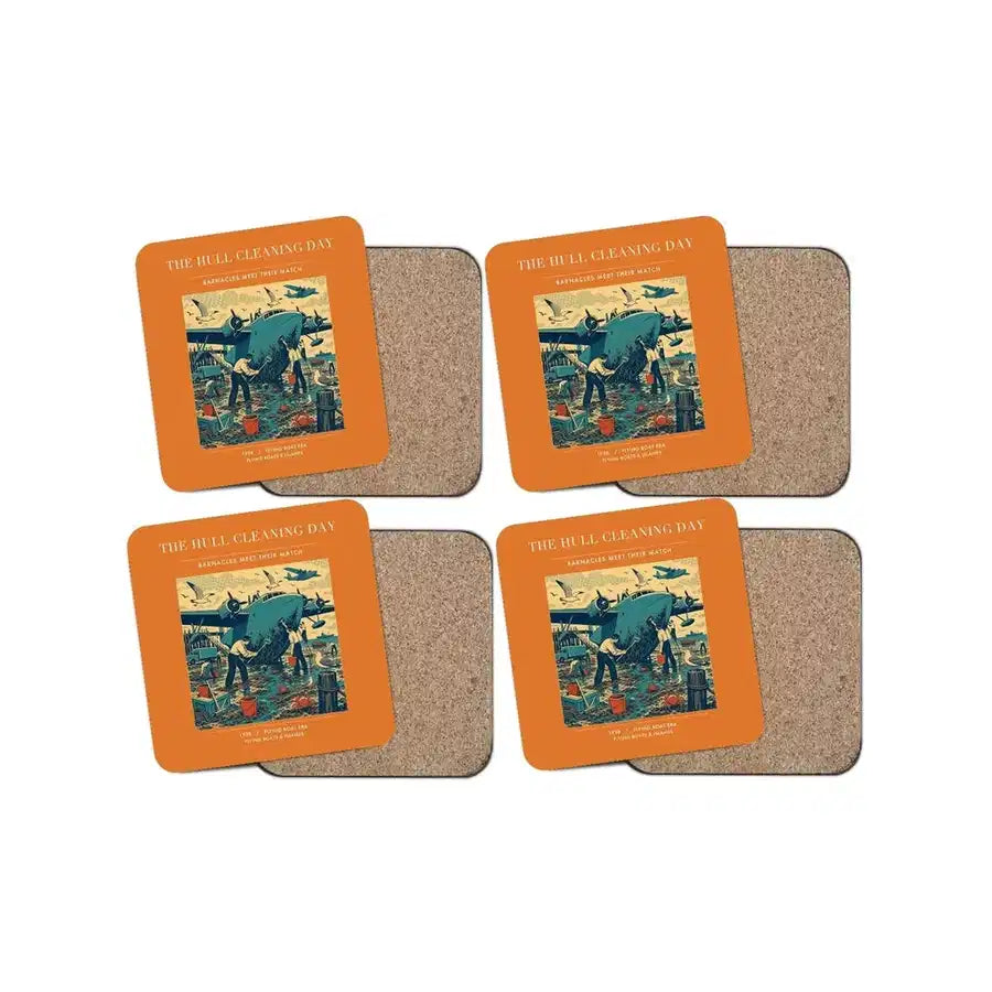 The Hull Cleaning Day - Designed Coasters design on orange 4-pieces-set