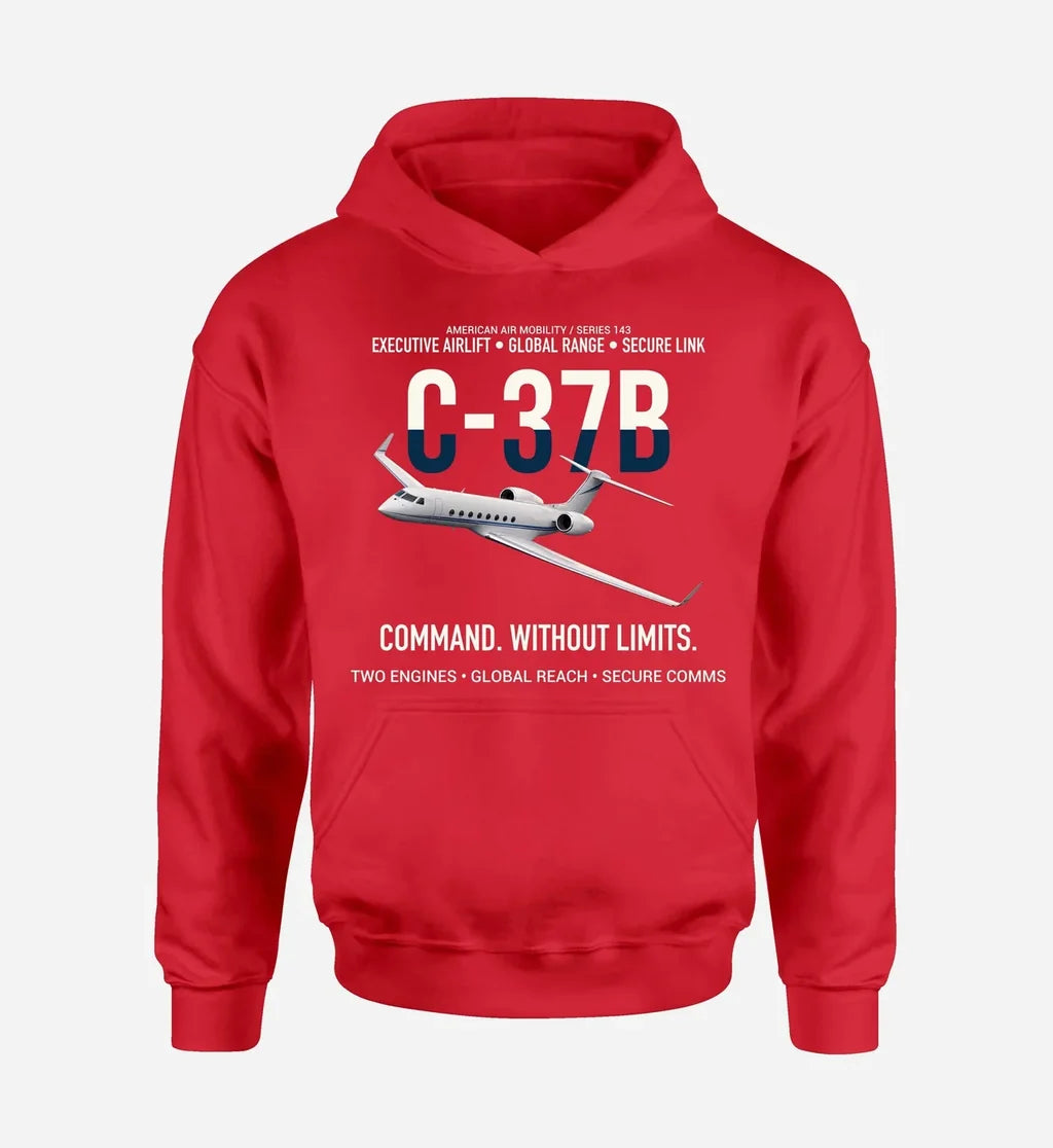 C-37B GULFSTREAM G550 design on red hoodie single side