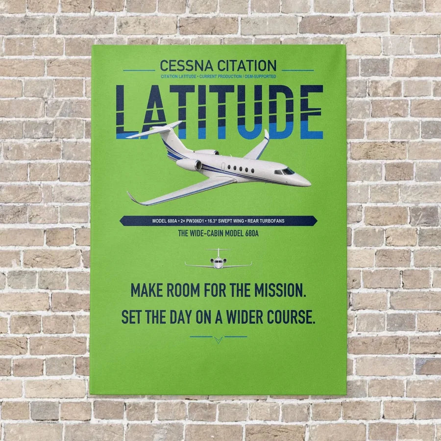 Cessna Citation Latitude vertical canvas print - no frame - light green background