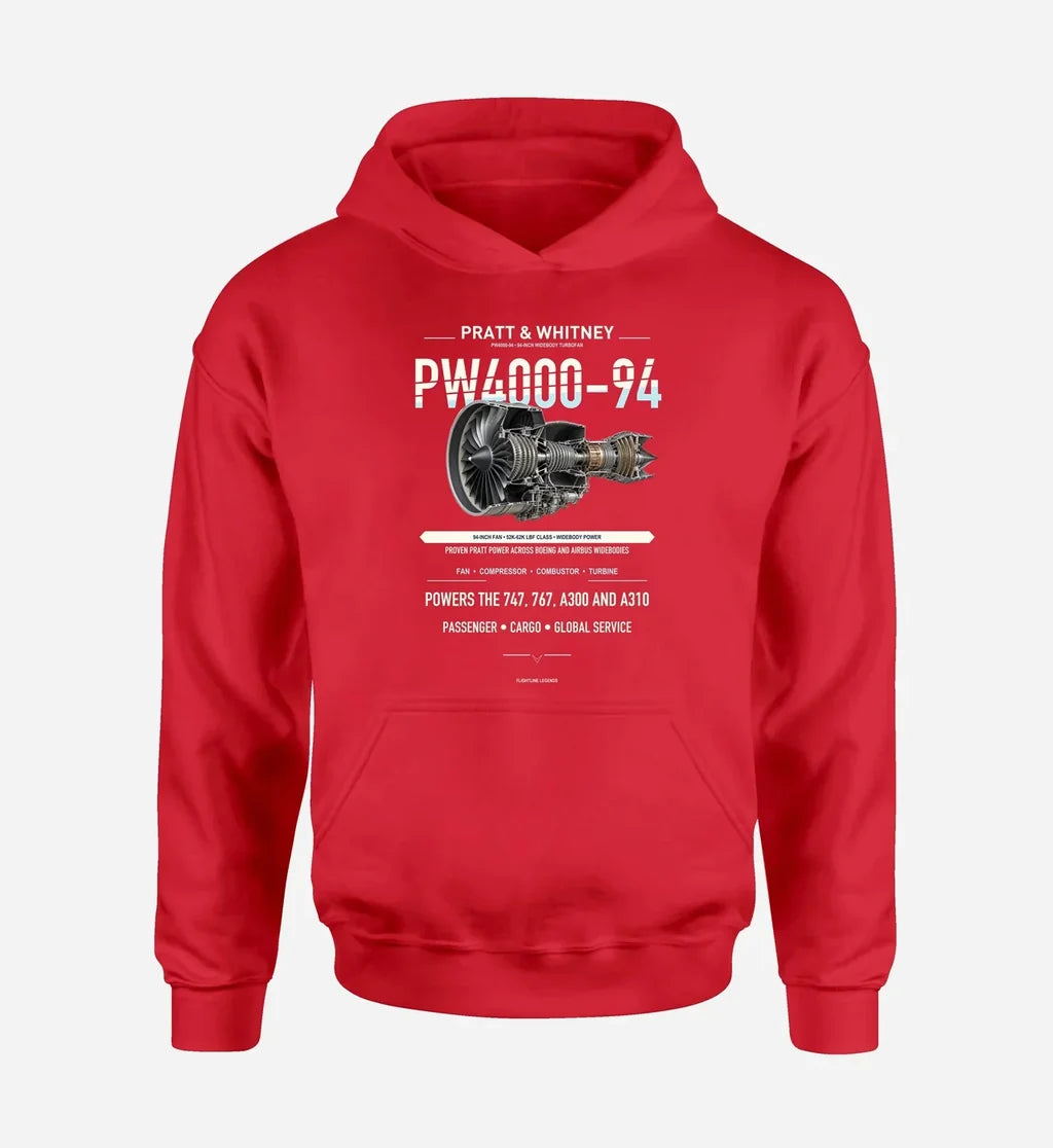 PW4000-94 design on red hoodie single side