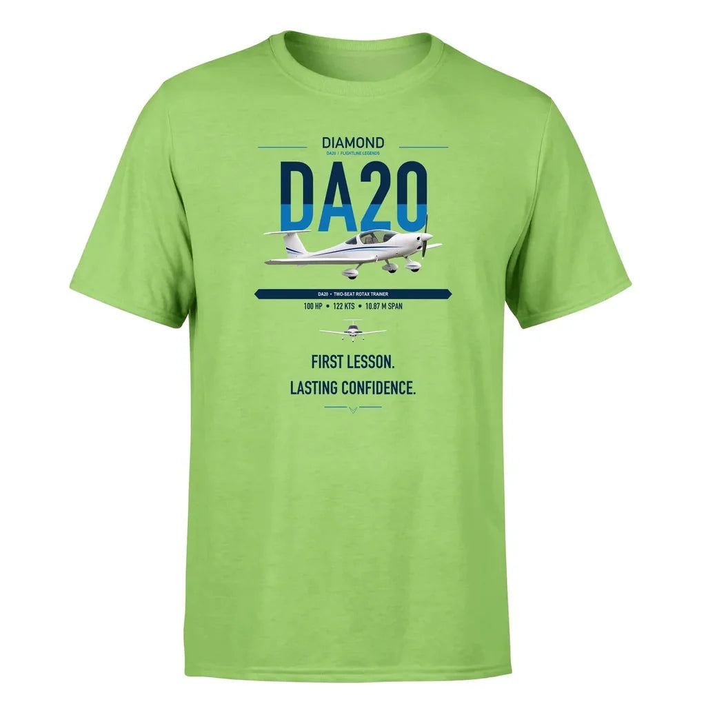 Diamond DA20 design on light green t-shirt, single-side print