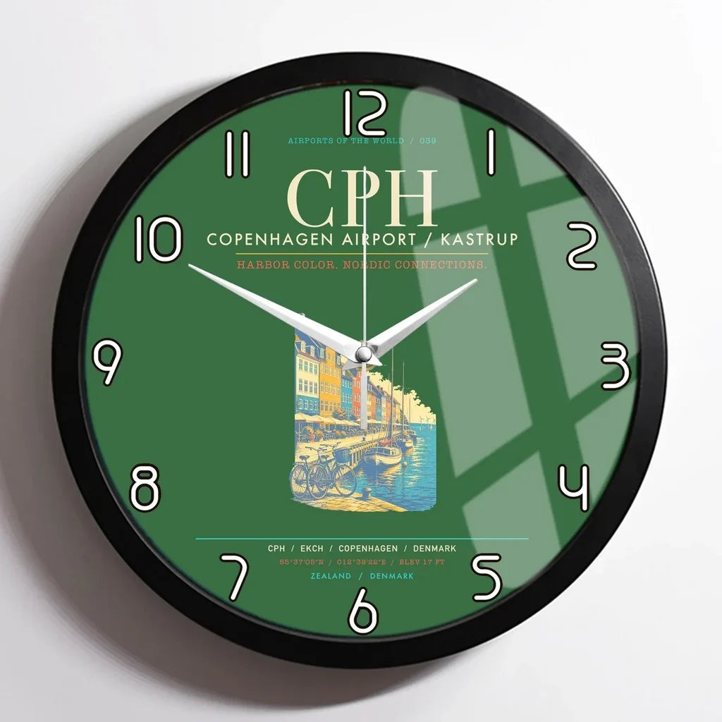 Copenhagen Airport Kastrup CPH Wall-Clock Framed - Green