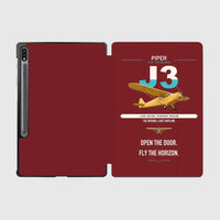 Thumbnail for Piper J-3 Cub design on dark red samsung tablet tablet case