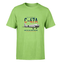 Thumbnail for C-47A Skytrain design on light green double-side t-shirt, single-side print