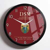 Thumbnail for Des Moines International Airport (DSM) design on dark red framed wall clock