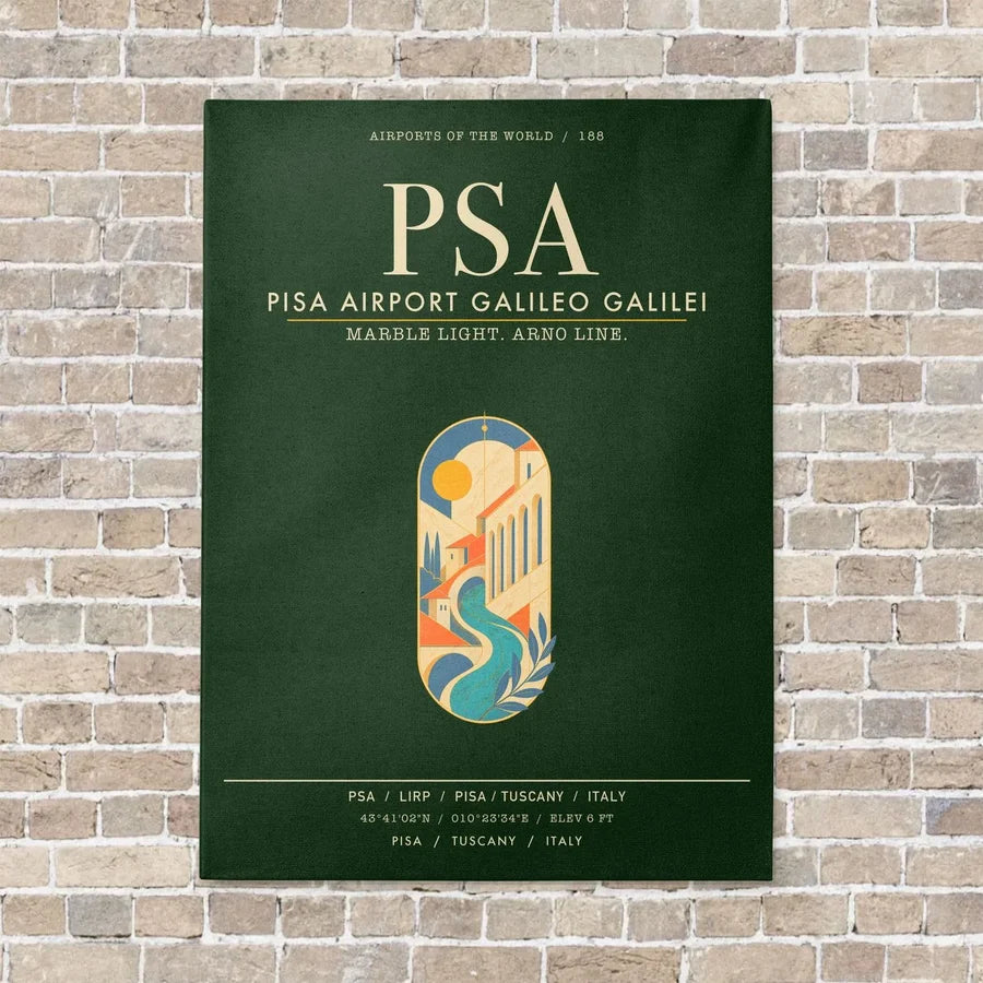Pisa Airport Galileo Galilei PSA - Canvas Framed - Dark Green